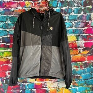 Peloton Unisex Colorblock Windbreaker SU121 Size Large Full Zip Jacket Hooded